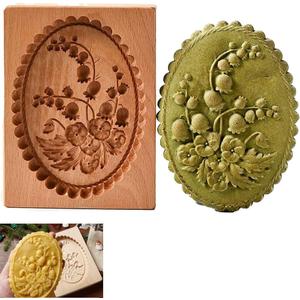 Carved Wooden Gingerbread Cookie Mold,3D Wooden Baking Mold Cookie Biscuit Press Stamp Molds,Cookie Cutter,Cookie Stamp,DIY Biscuit Stamp Mould for Halloween Thanksgiving Christmas(Violet-Large)