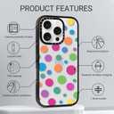 Clear TPU Phone Case Cover for iPhone 16 Pro with Design, Drop Protection, Cute Case for Girl Women, Colorful Polka Dots