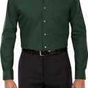 Van Heusen Men's Dress Shirt Regular Fit Poplin Solid (16.5" Neck 32"-33" Sleeve, Dark Leaf)