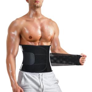 Men Waist Trainer Trimmer Tummy Control Compression Shapewear Body Shaper Sweat Belt (Medium, Black)