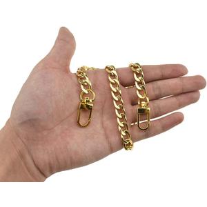 HAHIYO Purse Chain Strap 15.7 Inches Yellow Gold for Shoulder Cross Body Sling Handbag Clutch Replacement Comfortable Flat 0.4" Wide 2.4mm Extra Thick Metal 1 Pack