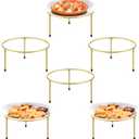 6 Pack Gold Metal Wire Pizza Pan Riser Stands, Round Pizza Tray Riser Rack Holder, Food Platter Tray and Display Rack for Home, Restaurant, Party Buffet