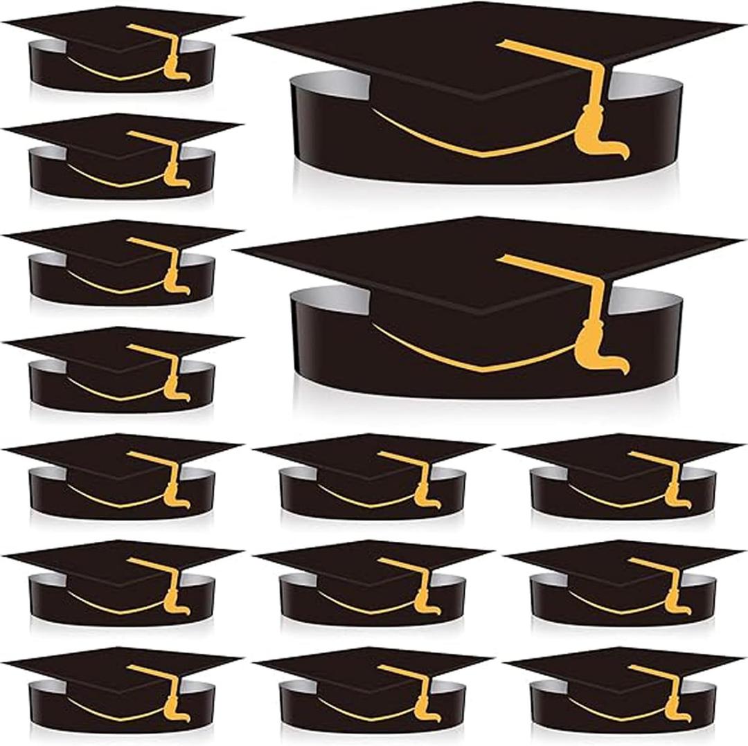 Zonon 36 Pcs Paper Graduation Paper Crown Graduation Cap Headbands Adjustable Paper Crown Grad Decor for Student