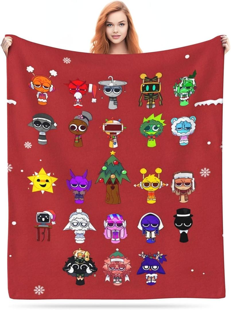 FINENESS SINCE 1988 Christmas Squad Blanket for Boys Gamer Cartoon Throw Blanket for Boys Birthday Gift Home Fleece Throw Blankets for Couch Bed Sofa Gamer Blanket 60''x50''