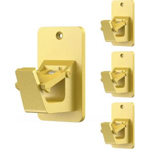 Adhesive No Drill Curtain Rod Brackets - Heavy Duty 30LB Holders for Bathroom Bedroom Kitchen, Universal Damage-Free Window Rod Hooks with Nail-Free Installation (4PC Gold)