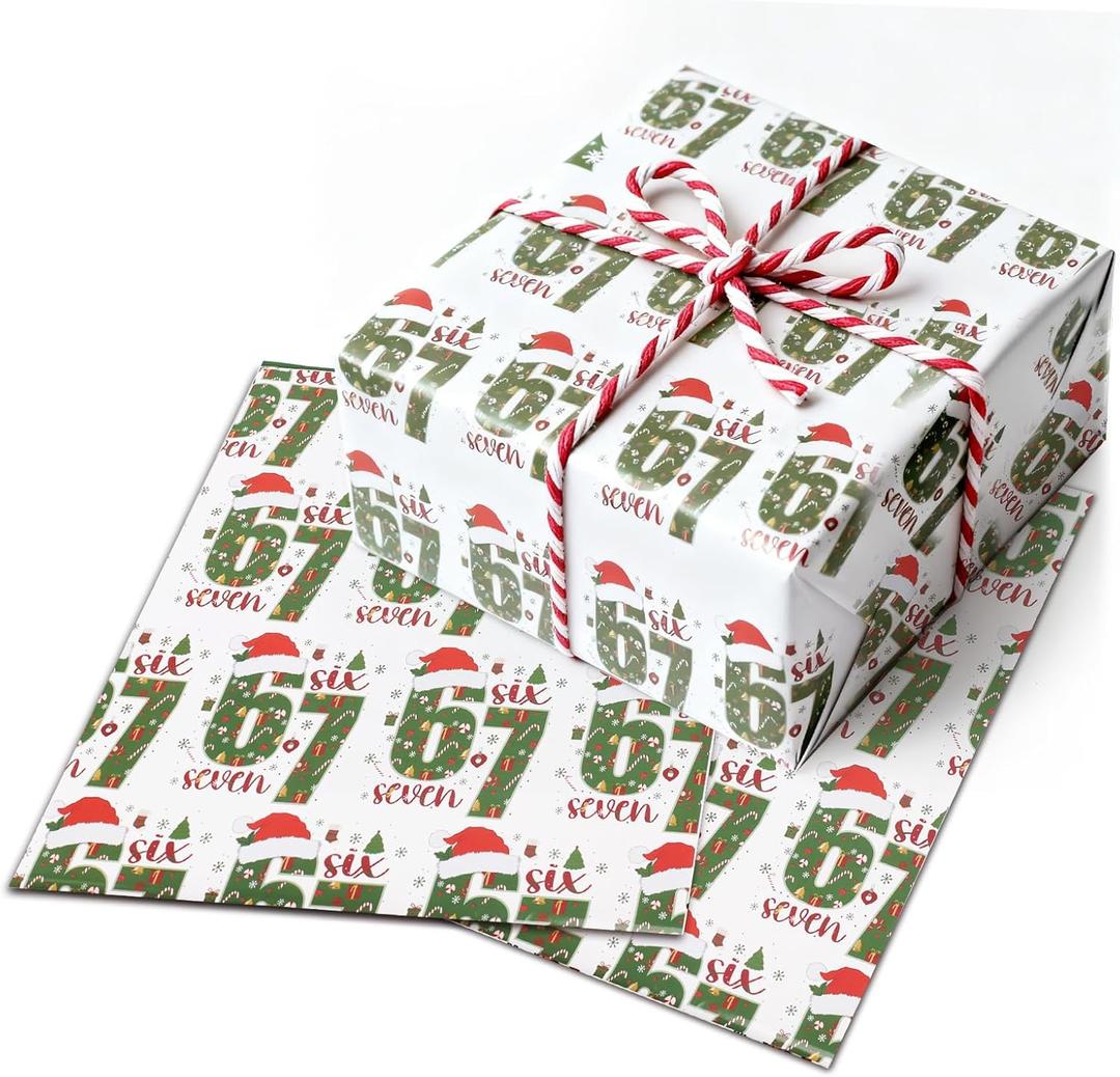 Tintinwiwigo 2Pack-Wrapping Paper, Christmas Wrapping Paper,Holiday Gift Wrap-Paper, Wrap your Party, Holiday, Xmas Gift with the 6 7 Pattern -Style B