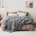 Bedsure Fluffy Grey King Size Blanket for Bed, Thick Soft Sherpa Faux Fur Fleece Bedding Fuzzy Plush Winter Warm Heavy Oversize Big Large King Blanket, Cozy Grey Gifts for Men Women, 108x90