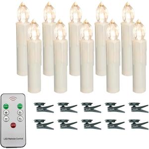 LED Taper Candles Flameless Candle X-D Remote Control LED Candlesticks Battery Candle Sticks for Harry Potter Party Decoration Wedding Christmas Home Decor, 4'', Ivory,Pack of 10 (Warm White Light)