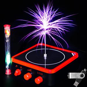 Music Tesla Coil Wireless Power Transmission 2022 New Desktop Mini Tesla Coil Touch Palm Lightning (Red Frame Black Body)