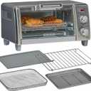 BLACK+DECKER Crisp 'N Bake Air Fry Countertop Convection Toaster Oven, Medium Capacity, 4-Slice, 5-in-1, Fits 9 Pizza, 30-Min Timer, Bake, Broil, Air Fry, Toast, Keep Warm, Stainless Steel