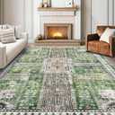 Vintage 6' x 9' Washable Area Rug - Stylish Indoor Rug for Living, Dining or Bedroom - Lightweight Carpet with Non-Slip Backing - Foldable for Easy Placement and Maintenance - Green (6' x 9' (Rectangular), Vintage-green)