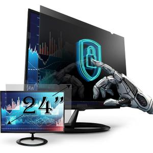 Premium Privacy Screen Filter for 24 Inches Desktop Computer Widescreen Monitor with Aspect Ratio 16:09. Anti Glare and Anti Blue Light Protection