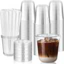 100 Pack 12 oz Round Bottom Clear Plastic Cups with Lids and Straws, Disposable Iced Coffee Cups To Go Cups for Cold Drinks, Smoothie, Juice, Milkshake