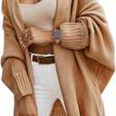 Miladusa Oversized Cardigans for Women Fall 2025 Trendy Open Front Batwing Sleeve Long Cardigan Sweaters (Large, Light Brown)