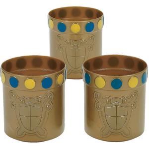 Fun Express Set of 12 Pieces Knight Party Mugs with Jewel Rim, Holds 8 oz, BPA Free Plastic, Royal and Princess Themed Party Supplies, Golden