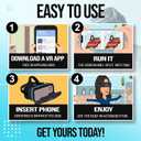 VR Headset for iPhone & Android 1.0 - for Kids | with Links to 3D VR Videos + VR Games for Android | Virtual Reality Goggles Set for Phones 4.5"-6.5" (Blue)