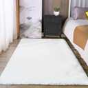 Latepis Washable Rugs 3x5 White Fluffy Shag Rug Shaggy Rug for Living Room Super Soft Area Rugs for Bedroom Nursery