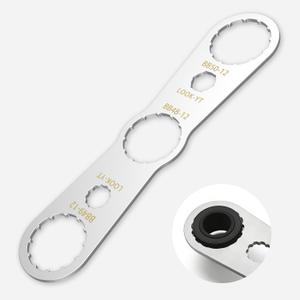 Hubako 5 in 1 Multifunction Bottom Bracket Wrench for 48 49 50 OD 12 Notch, Cr-V Steel + Ni-Cr Plating BB Wrench Tool with 2 Look-YT Hole, Bicycle Bottom Bracket Bearing Install Removal Tool