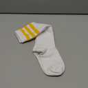 Joulli Women's Knee High Athletic Socks Stripe Tube Outdoor Sport Socks 1 Pair, White/ Yellow