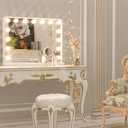 Keonjinn White Vanity Mirror with Lights 23" x 18", 15 LED Bulbs Hollywood Makeup Mirror with 2 Replacement Bulbs, 3-Color Lights, Aluminum Metal Frame, USB Charging Port for Gift Birthday Anniversary