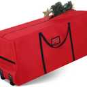 7.5 Ft Heavy Duty Christmas Tree Storage Bag 900d Oxford Fabric with Wheels and Reinforced Handles, Durable Xmas Storage Box for Disassembled Holiday Tree (7.5 ft,Red)