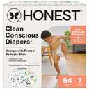 The Honest Company Comfort Dry Disposable Diapers for Sensitive Skin, Hypoallergenic, Barnyard Babies + Pattern Play, Super Club Box, Size 7, (41 lbs), 128 Count