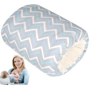 Povkufii Nursing Arm Pillows for Breastfeeding, Baby Feeding Arm Pillow Portable and Washable for Travel, Soft Cotton Ergonomic Bottle Nursing Essentials Blue Ripple