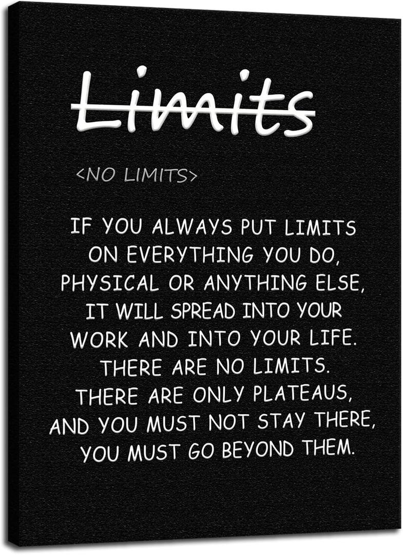 Inspirational Quotes Poster Canvas There are no limits from Bruce Lee's Motivational Wall Art Printed Modern Artwork for Office living room Bedroom Home Decor Framed Ready to Hang[18" W X 24" H] (A-ONE-39)
