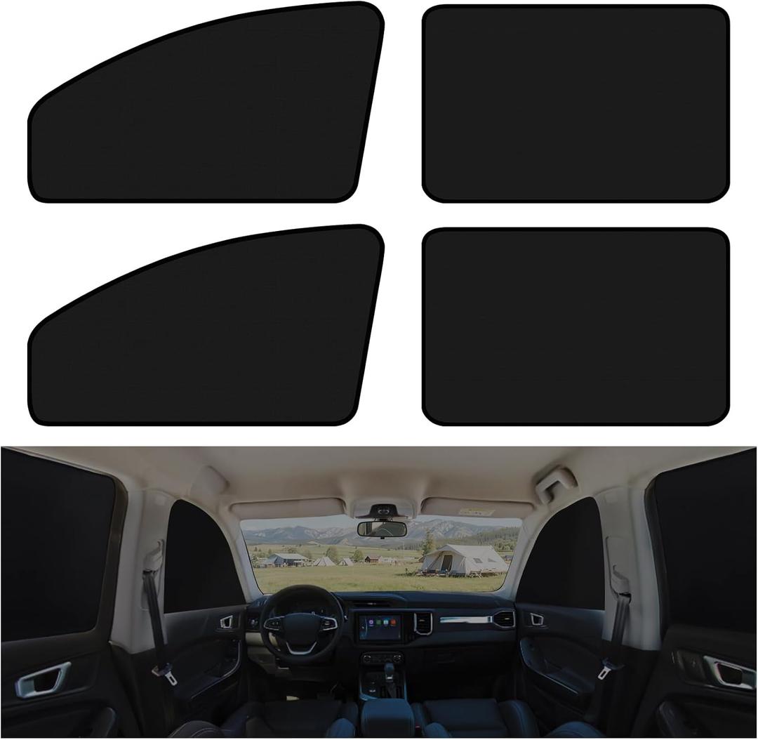 XCBYT Magnetic Car Window Shades 4 Pack - Blackout Side Window Sun Shade for Privacy & Car Camping, 99% UV Blocking Car Window Covers for Side Windows, Heat Protection Travel Shades for SUV Sedan