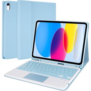 LAMA Touchpad Keyboard Case for iPad (A16) 11th Gen 2025 /10th Gen 2022, Folio Cover with Pencil Holder, Multi-Touch Trackpad, Wireless Magnetic Keyboard for iPad 11th 10th Generation, Blue
