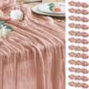 Wokceer Cheesecloth Table Runner Thanksgiving 12Pack 10FT Dusty Pink Boho Gauze Fall Cheese Cloth Table Runner for Party Long Rustic Sheer Table Runners for Baby Bridal Shower Wedding Easter Table