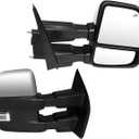 Pair Towing Mirrors with Temperature sensor Compatible with 2015 2016 2017 2018 2019 Ford F150 Truck side Mirrors Power Heated w/Turn Signal, Auxiliary Lamp Temperature Sensor Chrome cap
