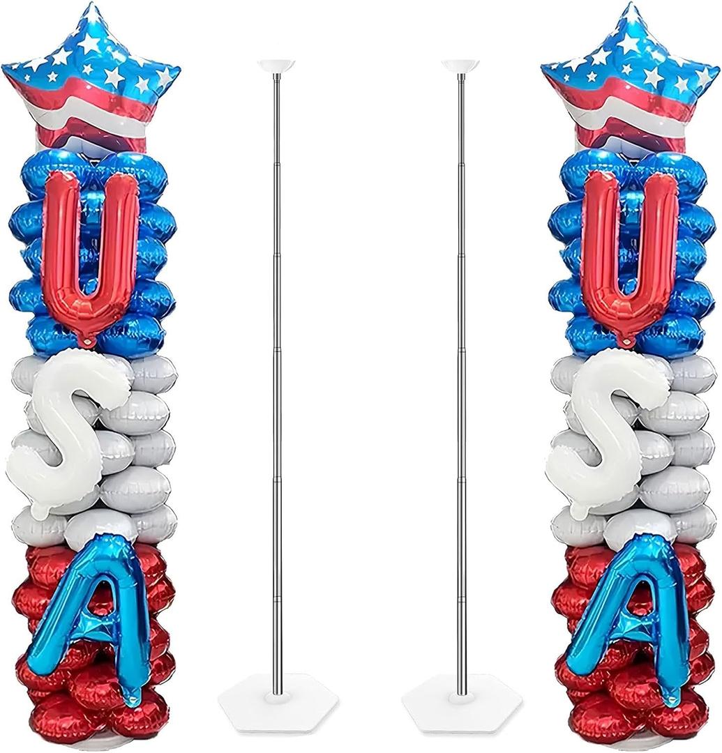 Patriotic Balloons Red White And Blue Balloons 4th of July Decorations Accessories,- 78In x 19In Standing Set of 2, Stars Stripes Designs for 4th of July Party Decorations Patriotic Anniversary