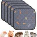Washable Pee Pads for Small Pet 5-Pack, Reusable Pet Training Pads Absorbent & Leak-Free, Waterproof Pee Pads for Dog Cat Rabbit Guinea Pig Hamster, Whelping Pad (Leaves - Deep Grey, 12x12)