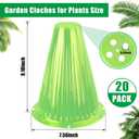 20 Pack Garden Cloches for Plants, Reusable Bell Plant Cover | Plant Covers Protectors from Animals Snails Birds Chickens Insect, 9.18" H X 7.56" D (Green)