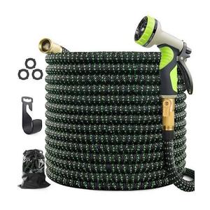 75 ft Expandable Garden Hose - Kink Free Flexible Water Hose with Thumb-Controlled 10-Function Nozzle, 3/4 Solid Brass Connectors, Retractable Latex Core - Lightweight Expanding Hose