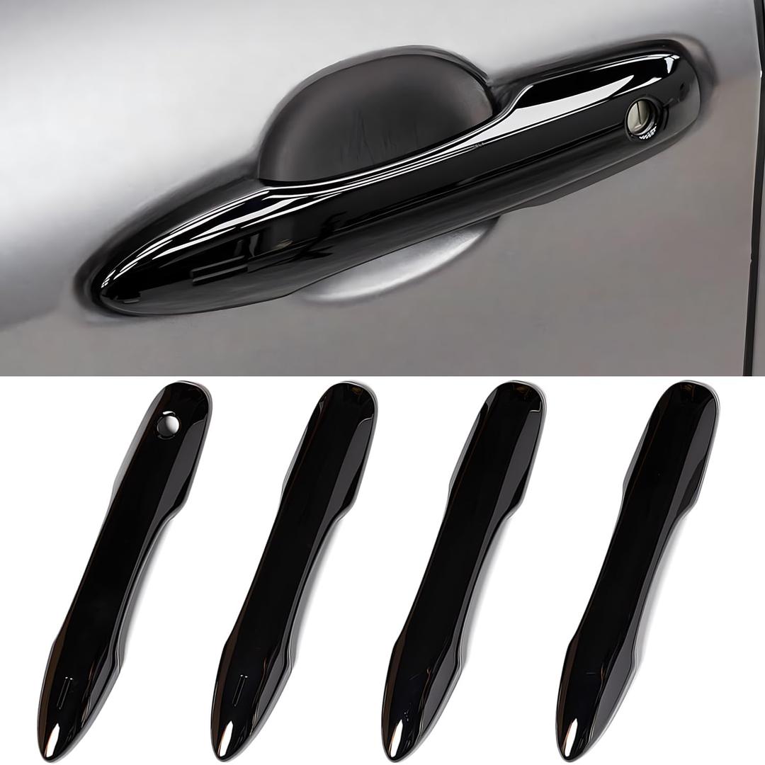 No Adhesive Snap-on Car Door Handle Cover Protector Compatible for Toyota 2018-2020 2021 2022 2023 2024 2025 2026 Camry 2019-2026 Corolla 2019-2022 Avalon 2016-2026 Prius 2020-2024 Venza Accessories (1. Glossy Black)