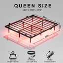 LUKIROYAL Floating Bed Frame Queen Size with Smart LED Lights and Charging Station - Modern LED Bed Frame with Lights, Floating Beds, Easy Assembly No Box Spring Needed.