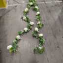 Artificial Rose Vine Silk Flower Garland Hanging Baskets Plants Home Outdoor Wedding Arch Garden Wall Decor, 2PCS (10 ft, White)