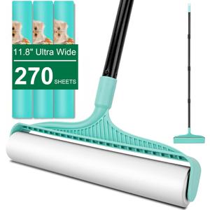 KeFanta Large Lint Rollers for Pet Hair Extra Sticky, 11.8" Wide Giant Lint Roller with 53" Long Handle, Big Pet Hair Sticky Remover for Floor Carpets Couch Clothes (270 Sheets)