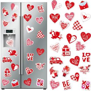 Zhanmai 24 Pcs Valentine's Day Refrigerator Magnets Valentine's Day Car Magnets Car Stickers Heart Dishwasher Fridge Magnetic Kitchen Metal Door Decal for Love Accessories DIY Crafts