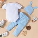 Fairy Baby Infant Baby Boy My First Easter Day Gentleman Outfits Newborn Bow Tie Romper Bunny Pant Clothes Set with Hat 0-18M (0-3 Months, Blue Egg)
