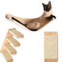 Cat Wall Shelves - Four Step Cat Shelf with Scratch Board, Mounted Cat Shelves, Sturdy Cat Wall Furniture for Indoor Cats