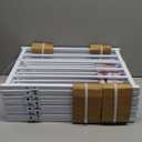 BFNN Free Standing Foldable Dog Gate, 16.5" High Step-Over Metal Short Pet Gate, Up to 96" Wide Puppy Fence for Stairs and Doorways, Indoor & Outdoor Use, No Drilling and No Assembly, White