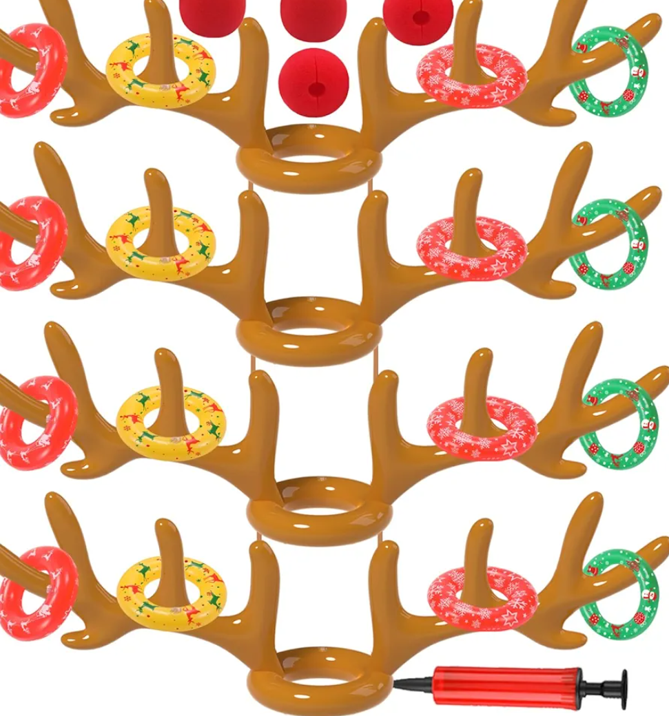 Christmas Games Decorations, Inflatable Reindeer Antler Ring Toss Game, Stocking Stuffers for Men Women Kids Teens Adults, Christmas Party Games Fun Xmas Gifts Carnival Holiday Family