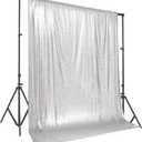 PartyDelight Silver Sequin Backdrop 10Ftx10Ft Photography Wedding Backdrop