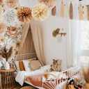 2 x Boho Baby-Shower Party-Decorations Tissue Pom-Poms - 12pcs Neutral Rainbow Birthday Wedding Bridal Paper Flowers Streamers,White Brown Champagne Engagement Bachelorette Christmas Decor Ouruola