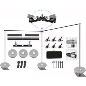 20x7.5ft Adjustable Backdrop Stand Support System Kit, Professional Photo Video Studio Background Stand with Adjustable Width & Height, for Studio, Wedding, Party, Outdoor Shooting