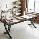 LITTLE TREE 2 Person Computer Desk, 78.7-Inch Extra Long Large Office Desk for Home Office, Shared Executive Desk for Two with Spacious Work Surface, Rustic Brown and Black