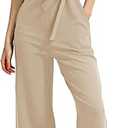 CHERFLY Jumpsuits for Women Dressy Summer Formal Outfits Belted Wide Leg Overalls 2025, Size: M-L